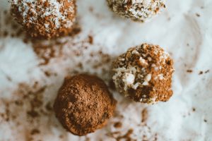 Chocolate Balls Coated With Cocoa Powder and Coconut