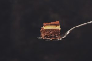slice of cake on fork